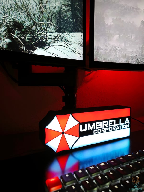 Lampe LED 3D Umbrella Corporation – Décoration Gaming RGB | Lightfox