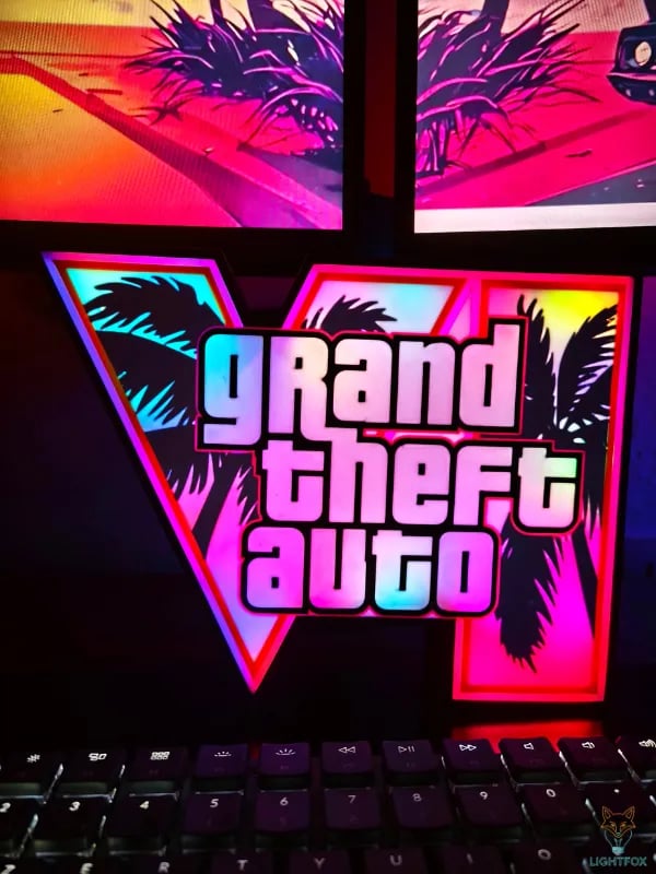 Lampe LED 3D GTA VI — Décoration Gaming RGB | Lightfox