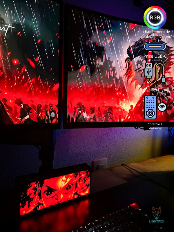 Lampe LED 3D Demon Slayer Tanjiro – Décoration Gaming RGB | Lightfox