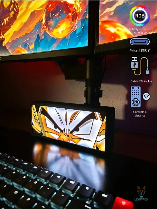 Lampe LED 3D Dragon Ball Vegeta – Décoration Gaming RGB | Lightfox