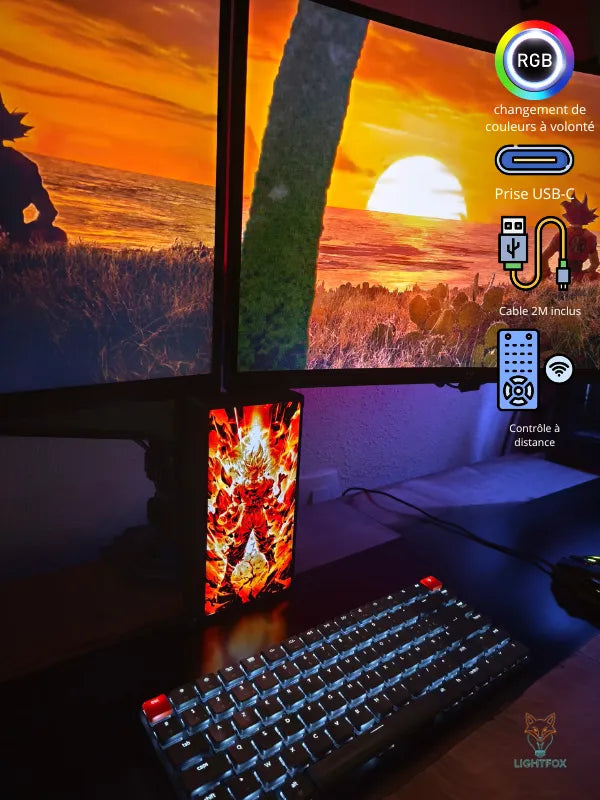 Lampe LED 3D Goku Super Saiyan — Décoration Gaming Dragon Ball | LightFox