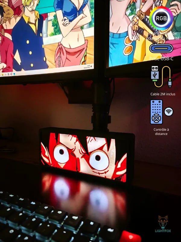 Lampe LED 3D One Piece Luffy – Décoration Gaming RGB | Lightfox