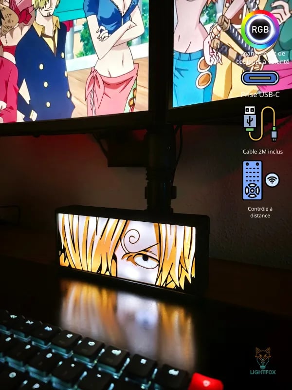 Lampe LED 3D One Piece Sanji – Décoration Gaming RGB | Lightfox