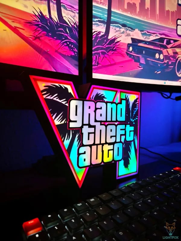 Lampe LED 3D GTA VI — Décoration Gaming RGB | Lightfox