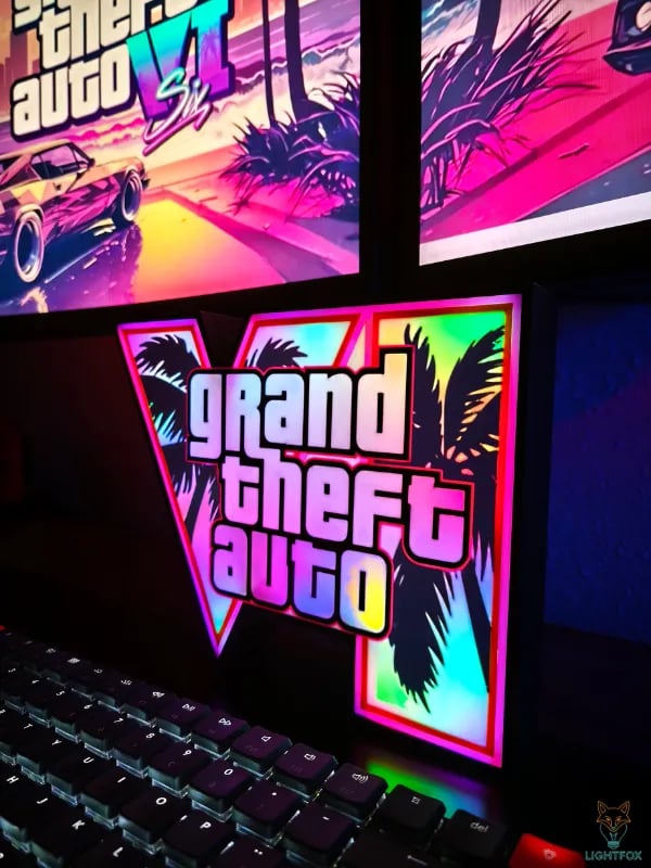 Lampe LED 3D GTA VI — Décoration Gaming RGB | Lightfox